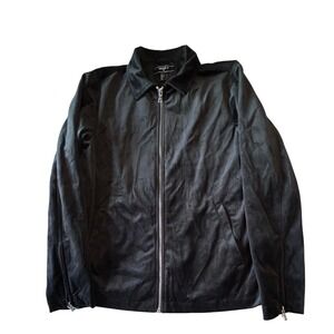Forever 21 Men Black Velvet Full Zip Bomber Jacket Size L
